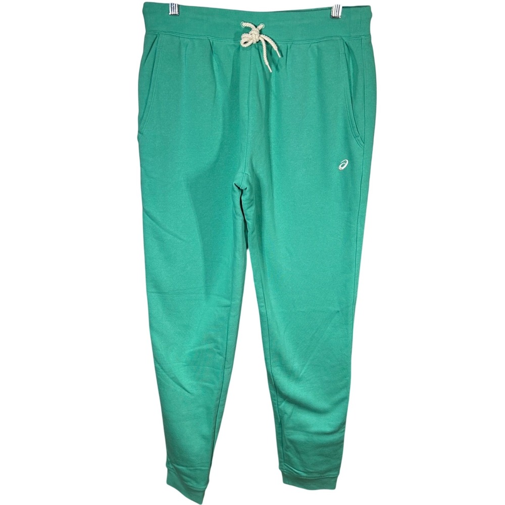 Asics Womens Sweatpants Joggers Athletic Activewear Green Drawstring Medium NWOT